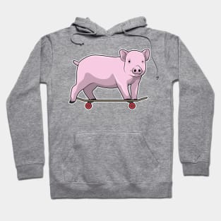 Pig as Skater with Skateboard Hoodie